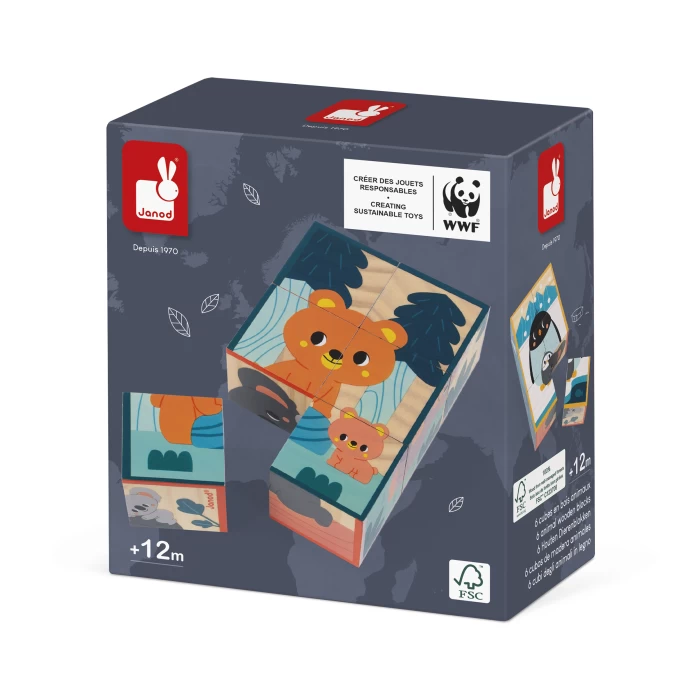 6 cubos d madera animales - Janod